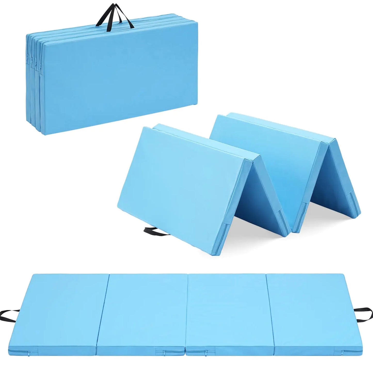 Joppoint Gymnastics Mat 3x6x2 Thick 4-Panel Folding Kids Gymnastic Tumbling Mat with Carrying Handles for Home Gym Exercise & Play