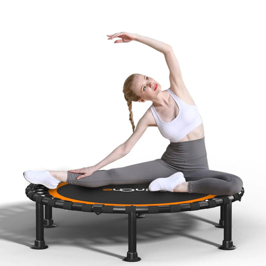 40"/48" Foldable Mini Trampoline Load 450lbsPortable Exercise Rebounder Trampoline with Adjustable Foam HandleFitness Trampoline for Adults and Kids (40 inch Without handrail)