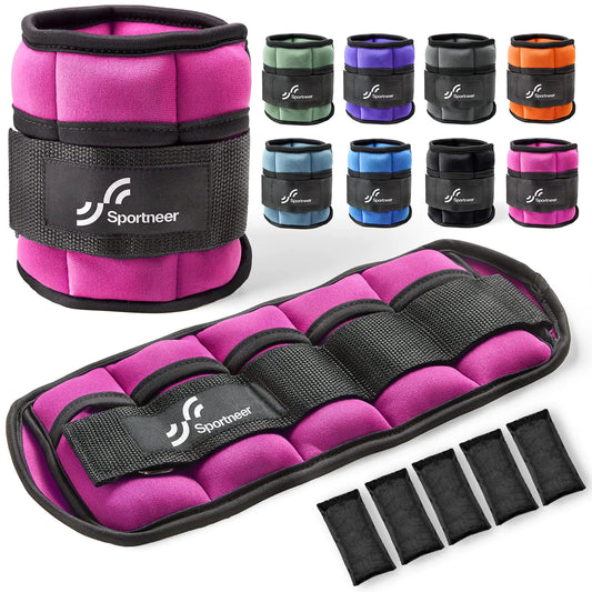 Sportneer Adjustable Ankle Wrist Weights for Men Women Kids Adjustable Leg & Cuff Weight Straps for Fitness Walking Running Aerobics Yoga Gym | 2 lbs for Each Ankle 1 Pair total weight 4 lbs